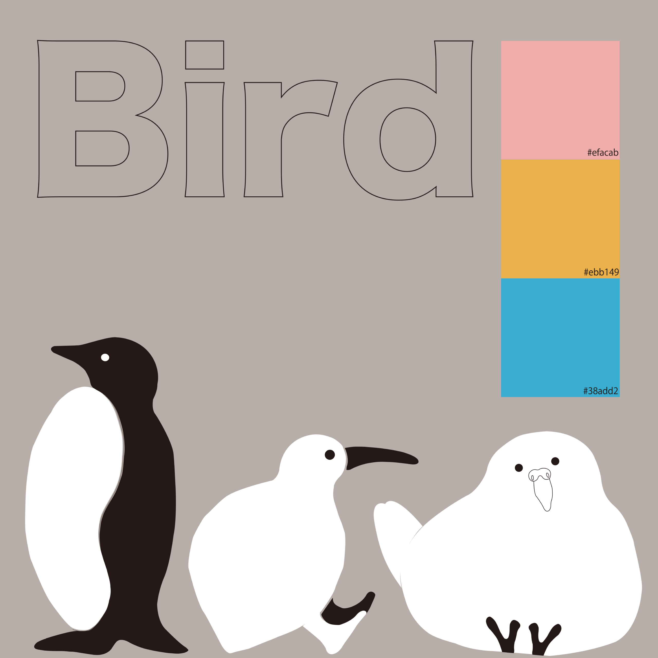 カラー紹介。#efacab/#ebb149/#38add2